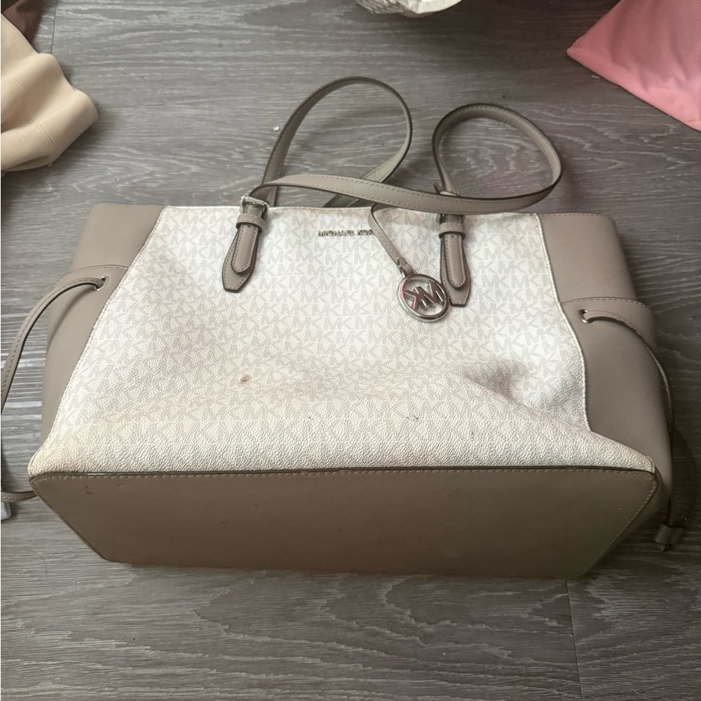 Michael Kors Cream and Tan Tote Bag